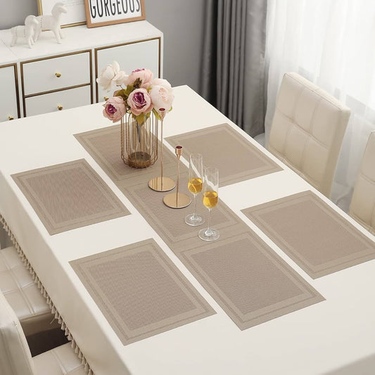 Chatai Plastic 7 PC SET ( 1 Runner & 6 Mats )