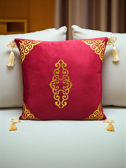 Italian Velvet Motive Corner Tussel Cushion
