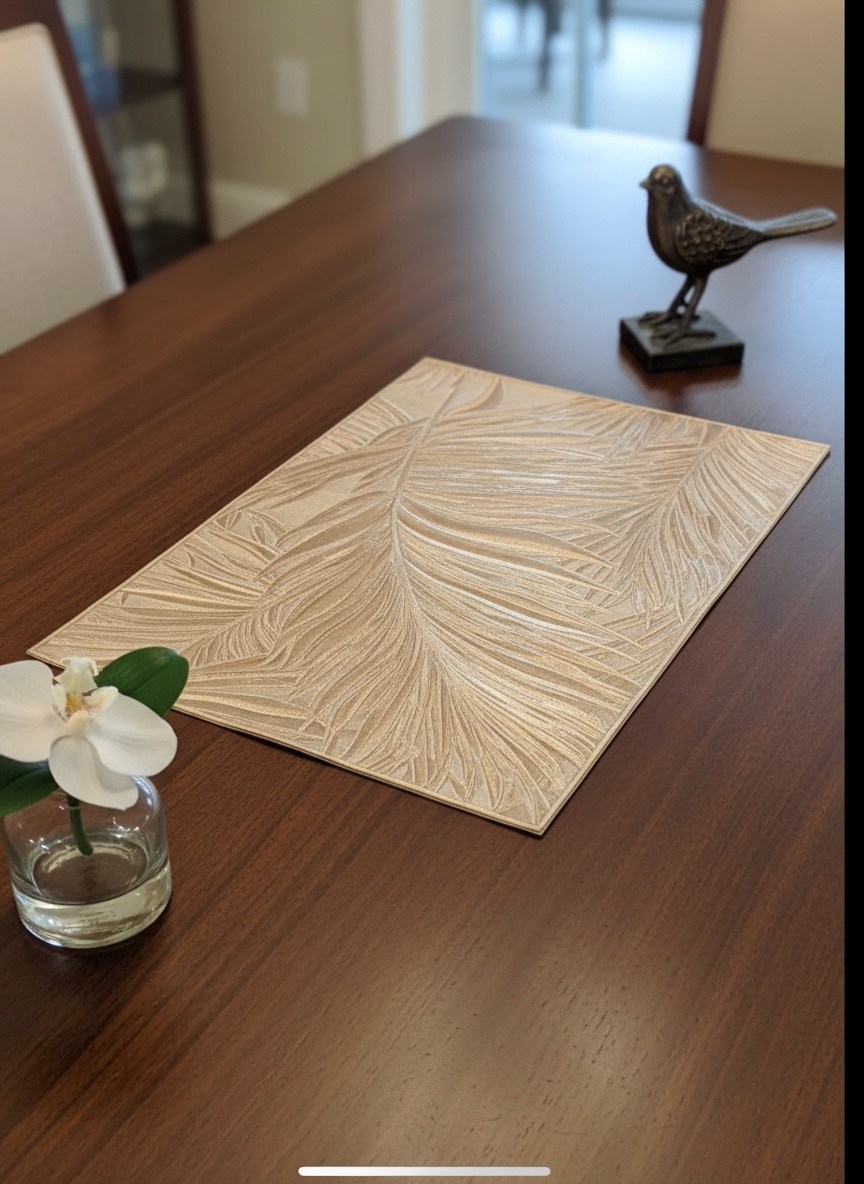 6pcs White & Golden Plastic Table Mats