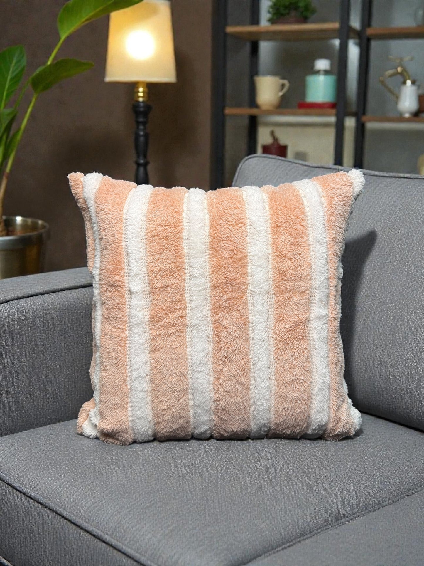 Fur White Line Cushion
