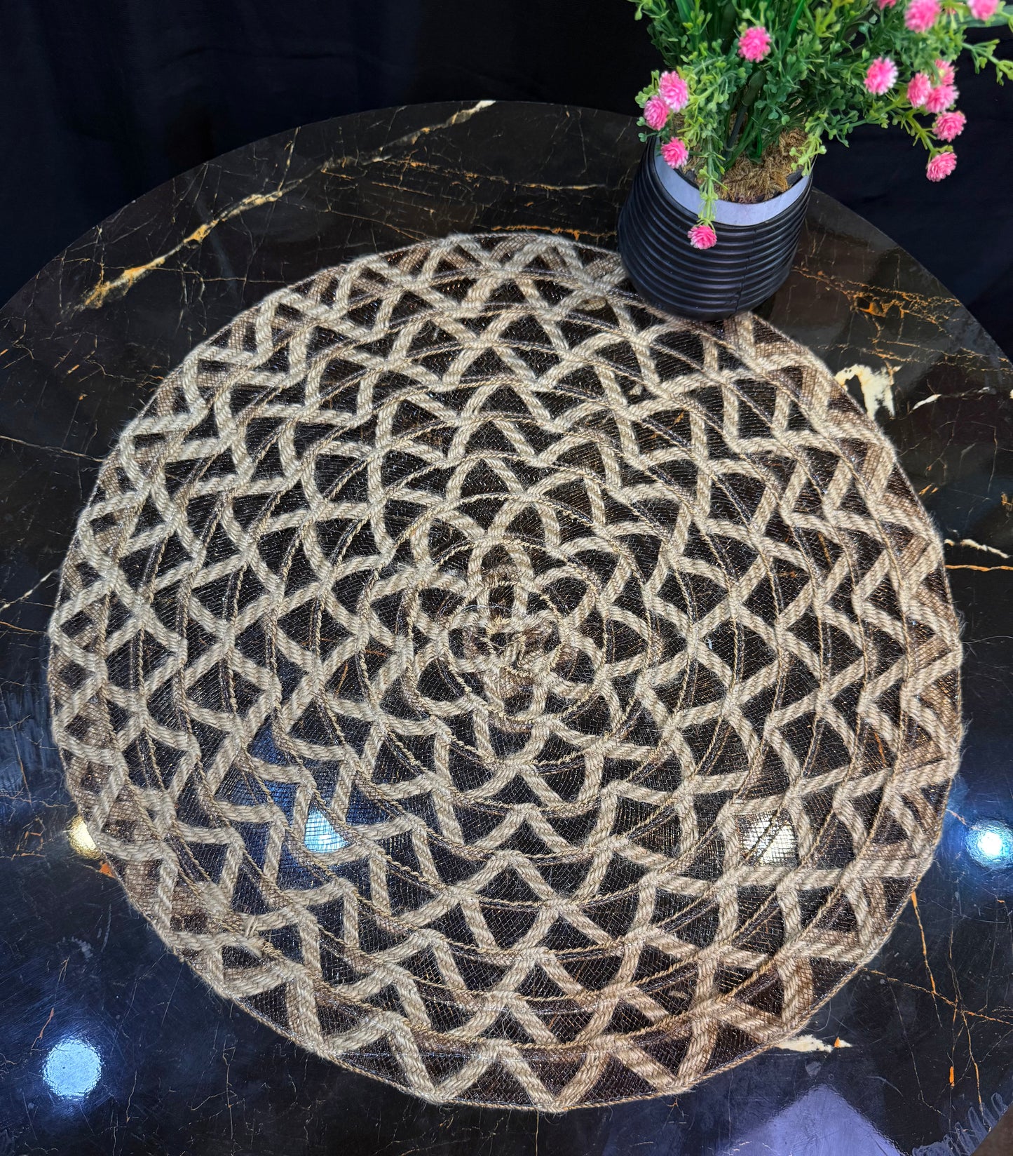 Round Multi Fine Plastic Table Mats 6pc Set