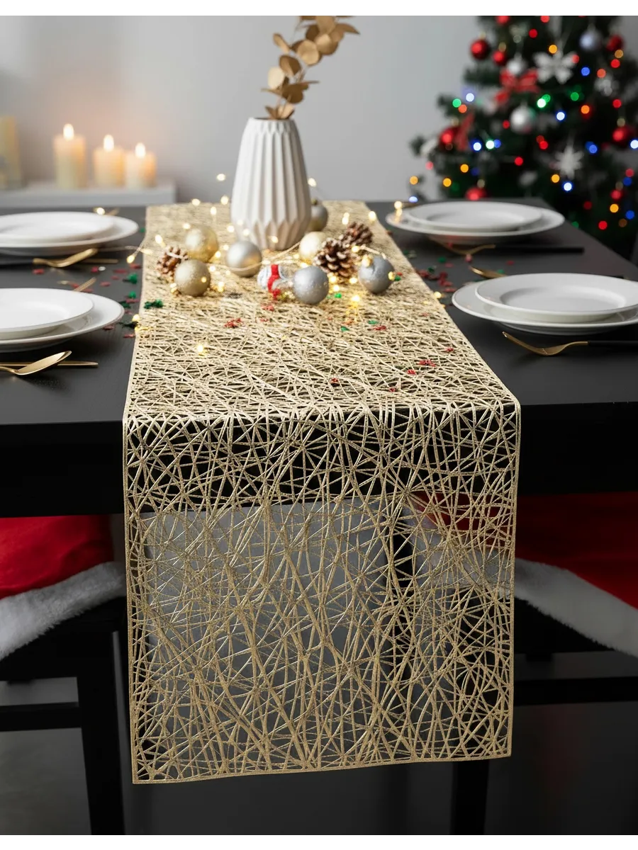 Golden Plastic Table Runner 60 Inches