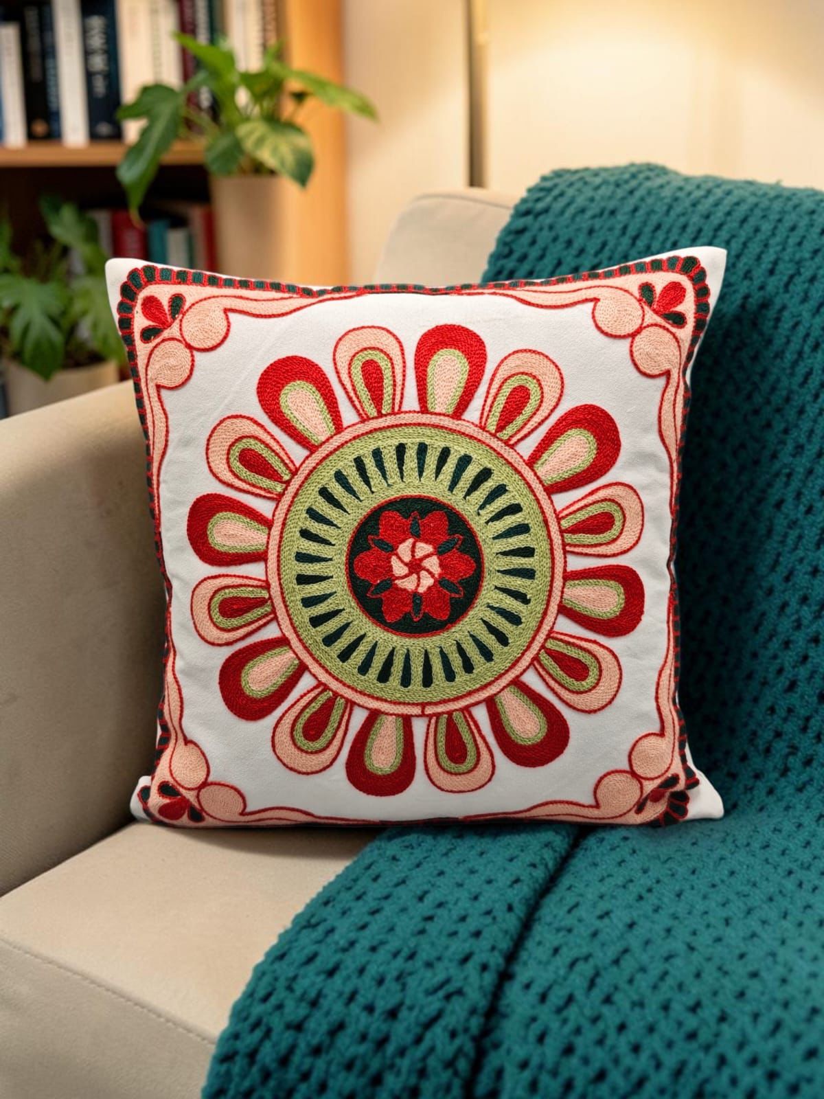 Heavy Embroidery 16x16 Hand-Made Cushion