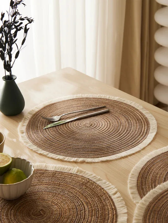 Round Tussel Fine Plastic Table Mats 6pc Set