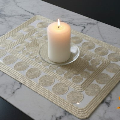 6pcs White & Golden Plastic Table Mats