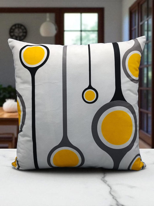 Silk Black & Yellow Print Cushion 16x16