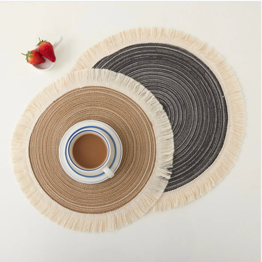 Round Tussel Fine Plastic Table Mats 6pc Set