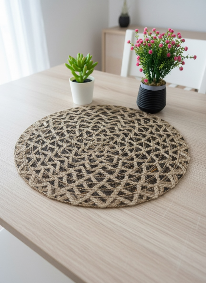 Round Multi Fine Plastic Table Mats 6pc Set