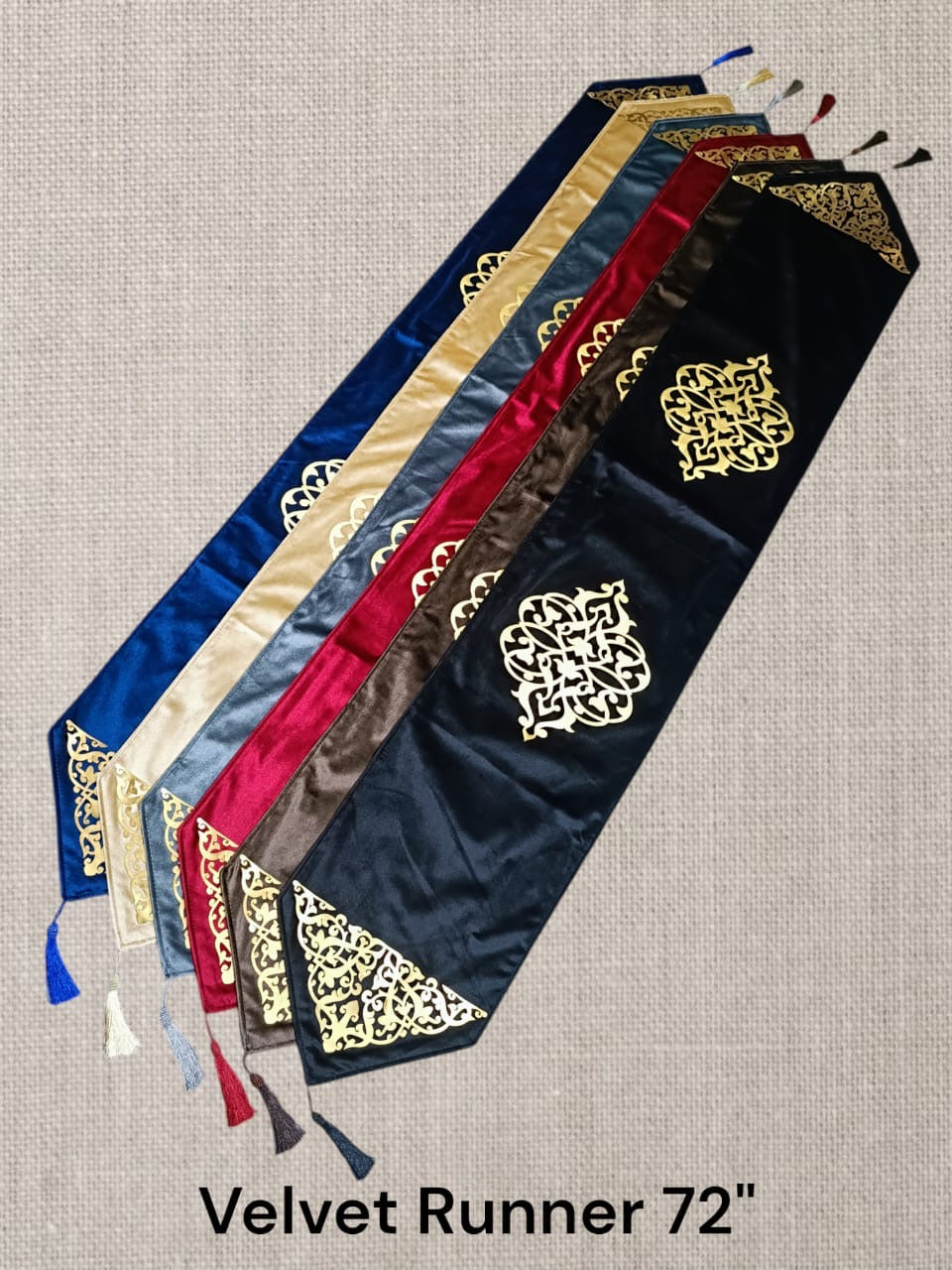 Velvet Motive Table Runner ( Blue ) Ali Bedding Store