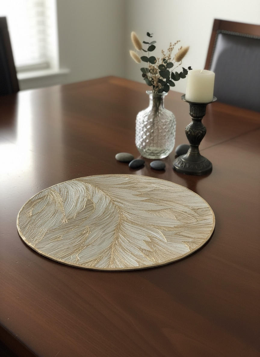 6pcs White & Golden Plastic Table Mats
