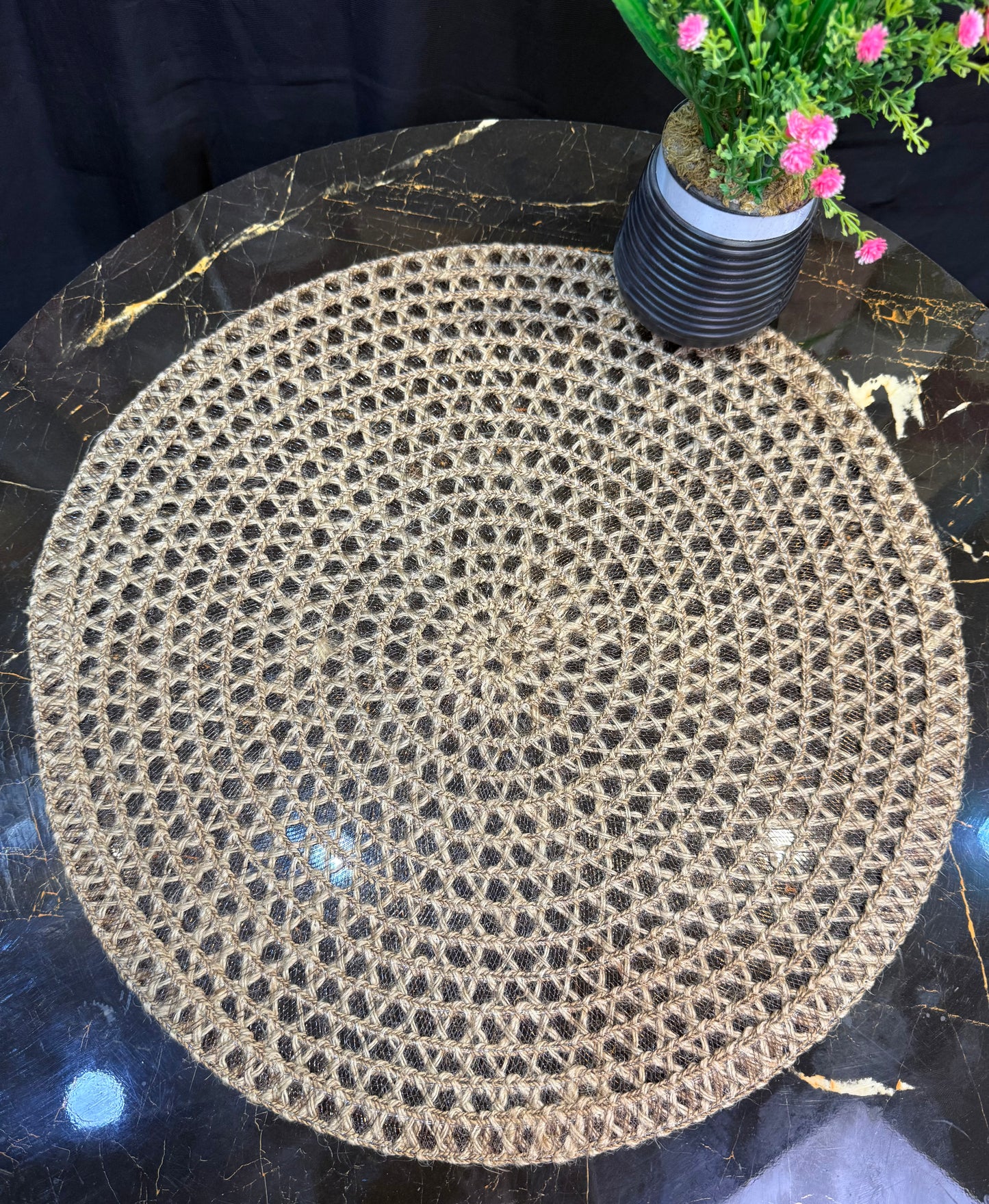 Round Multi Fine Plastic Table Mats 6pc Set