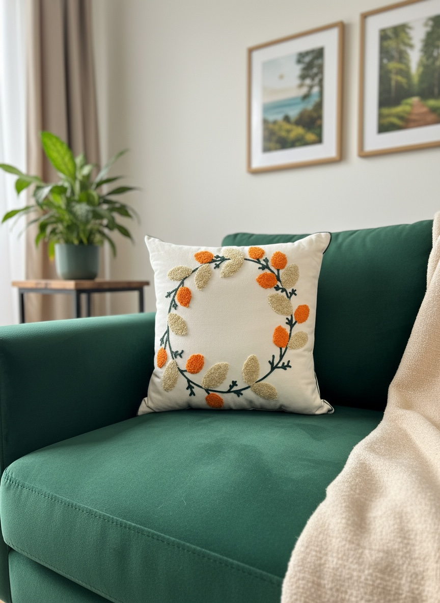 Heavy Embroidery 18x18 Hand-Made Cushion