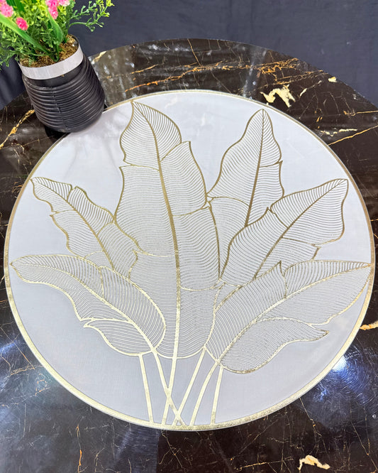 6pcs White & Golden Plastic Table Mats