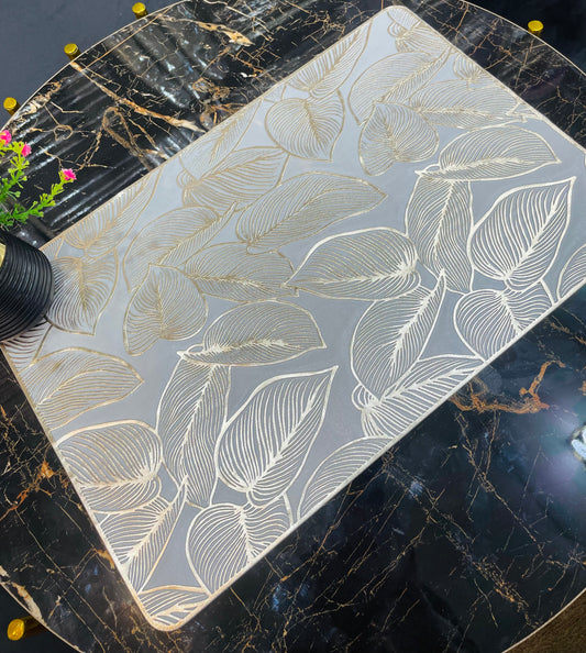6pcs White & Golden Plastic Table Mats