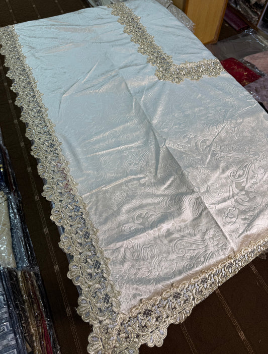 6 CHAIR , Velvet Border Mid Lace Dining Table Sheet