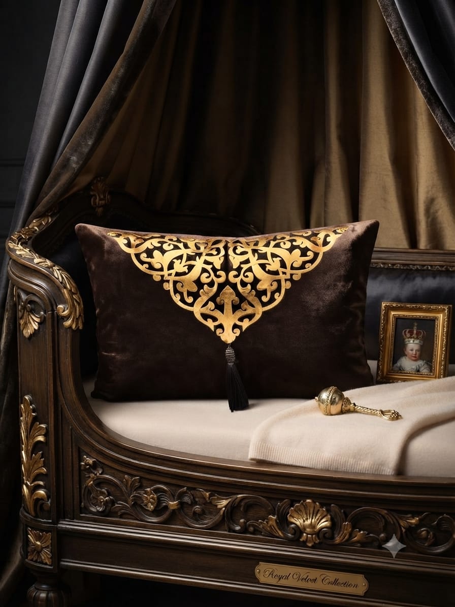 Italian Velvet Motive Tussel Rectangular Cushion