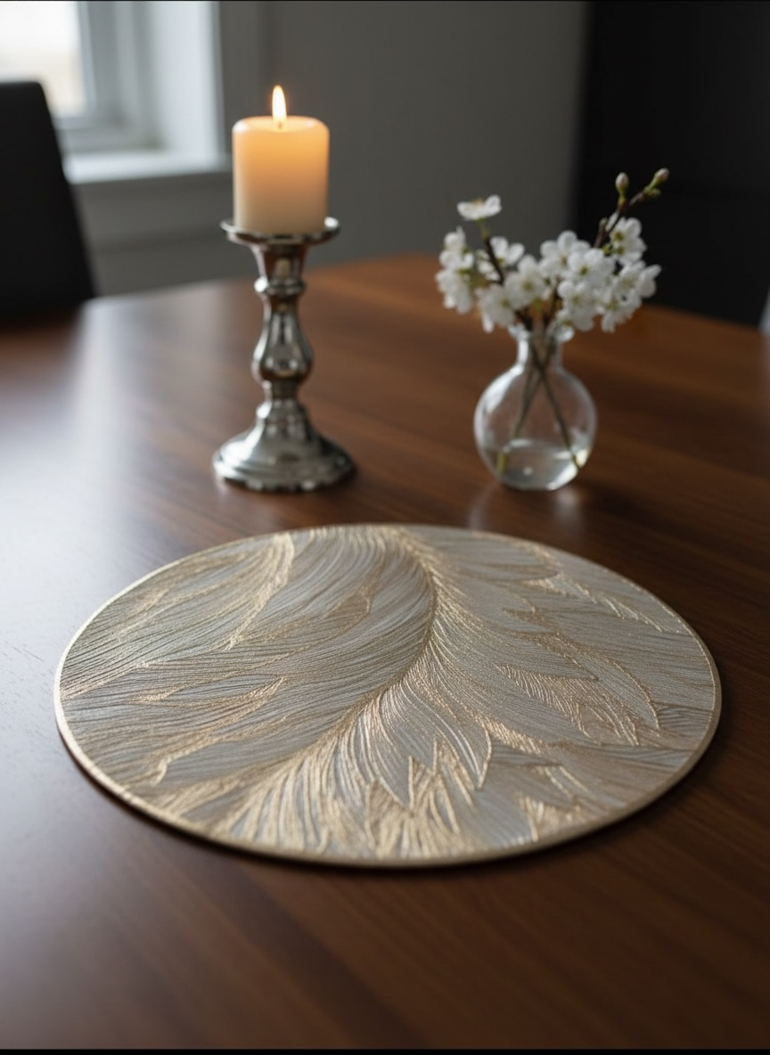 6pcs White & Golden Plastic Table Mats