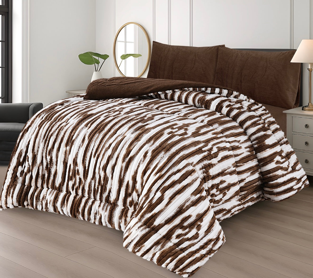 Fur Zebra Soft Fluffy Complete 4pc Set