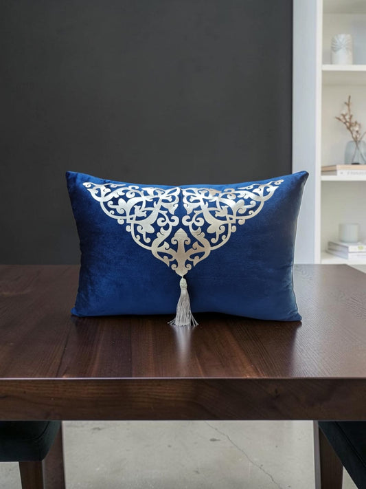 Italian Velvet Motive Tussel Rectangular Cushion