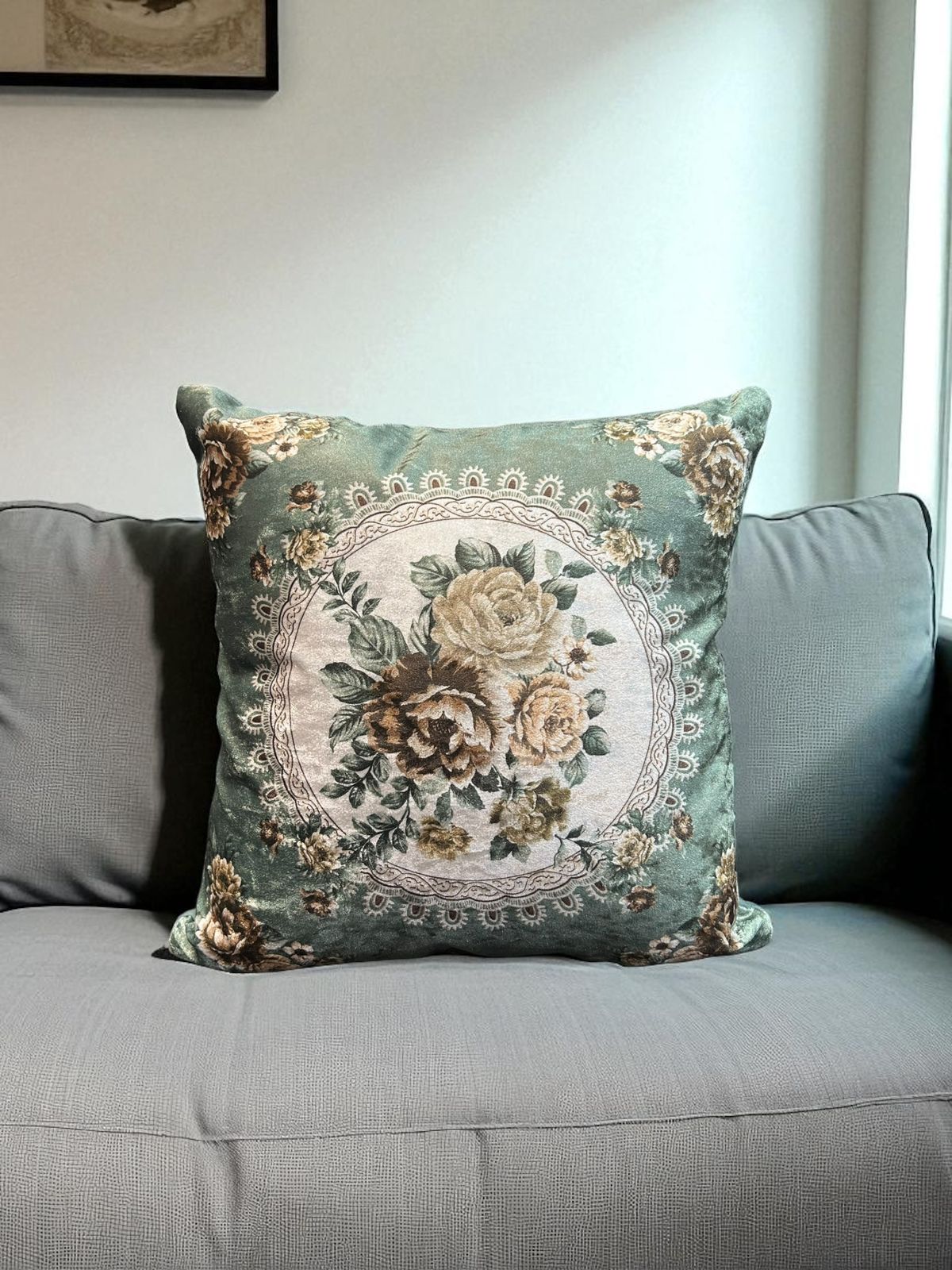 Velvet Flower Printed Cushion