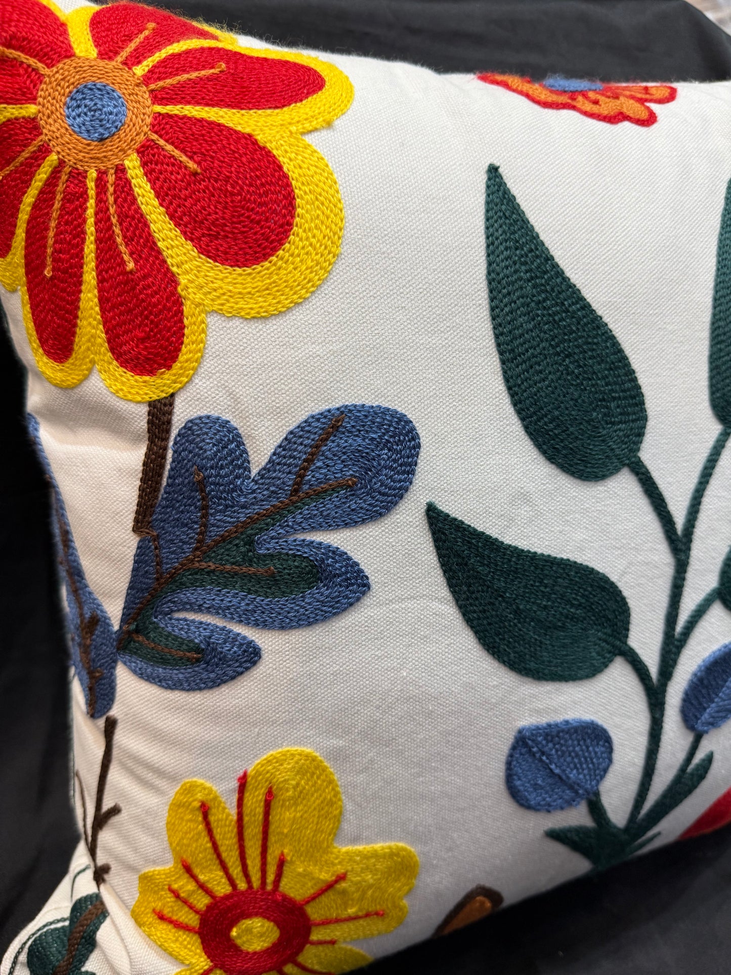 Heavy Embroidery 18x18 Hand-Made Cushion