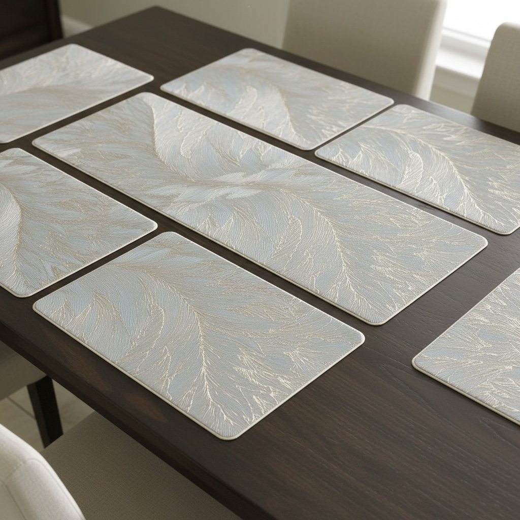 White Golden Plastic 7 PC SET ( 1 Runner & 6 Mats )
