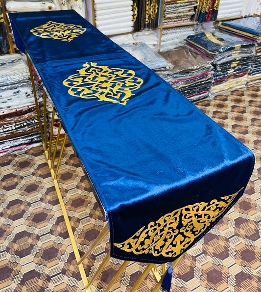 Velvet Motive Table Runner ( Blue ) Ali Bedding Store