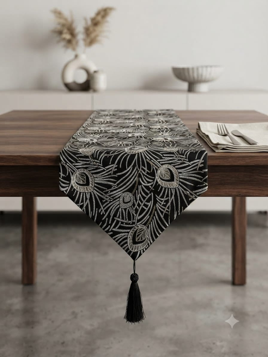 Shanghai Peacock Velvet Table Runner