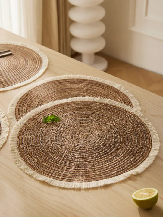 Round Tussel Fine Plastic Table Mats 6pc Set