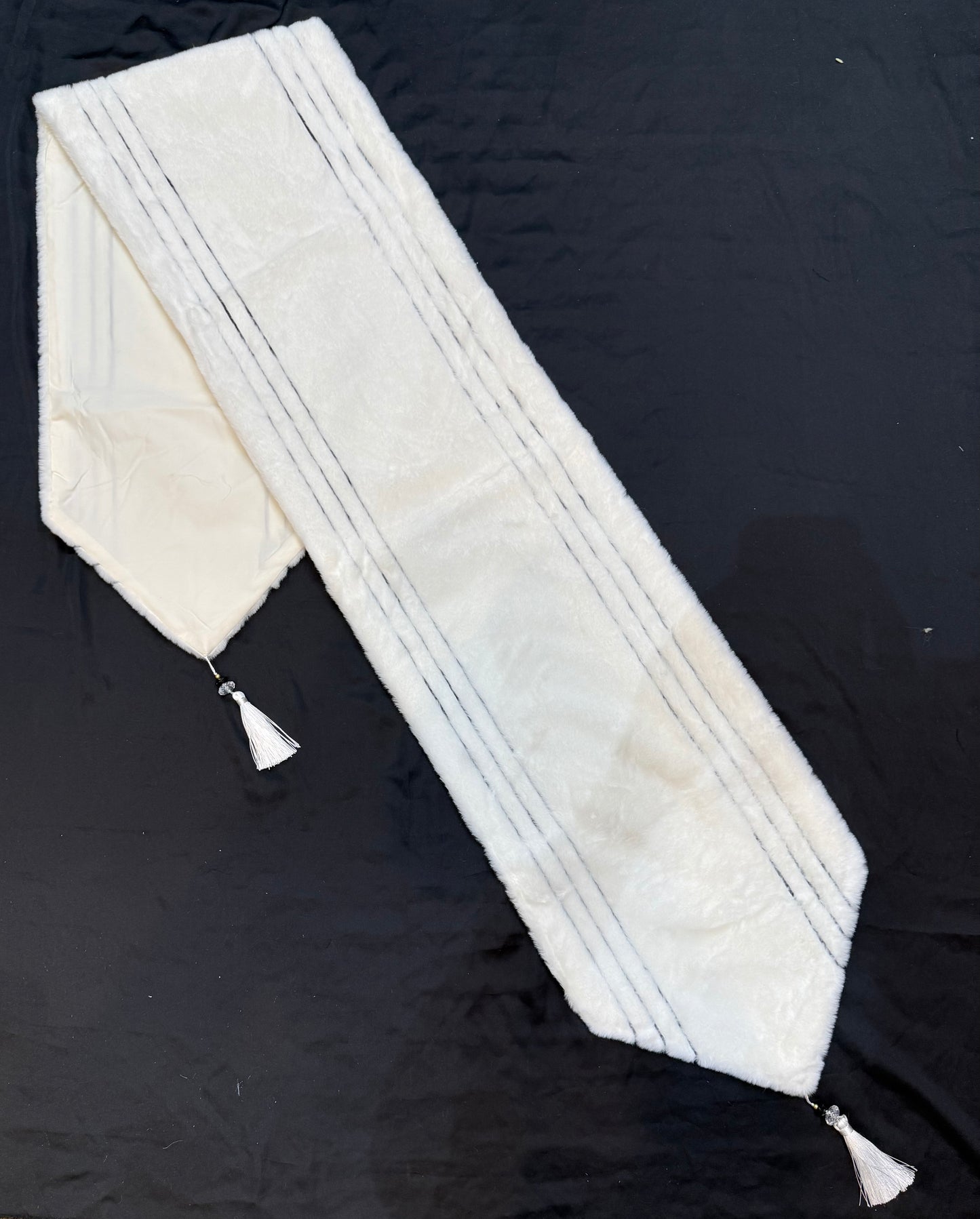 Soft Fluffy Fur White Dining Table Runner