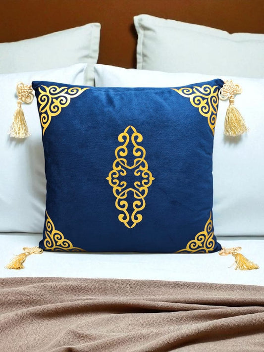Italian Velvet Motive Corner Tussel Cushion