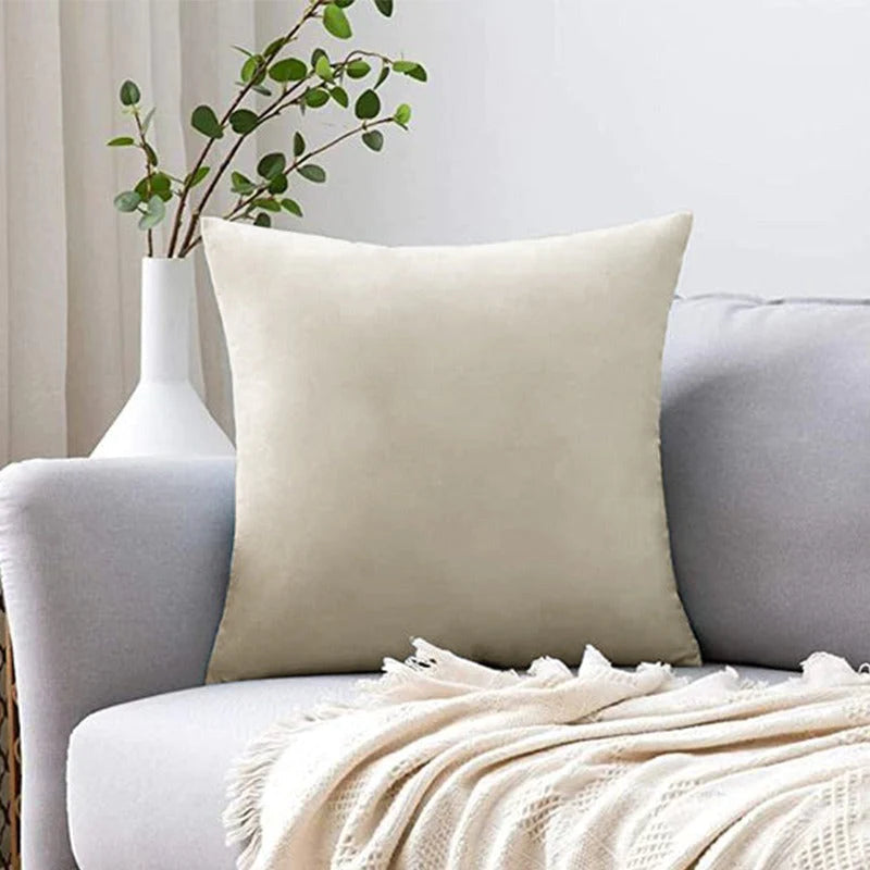 Velvet Plain Double Side 18x18 Cushion Cover ( Off-White )