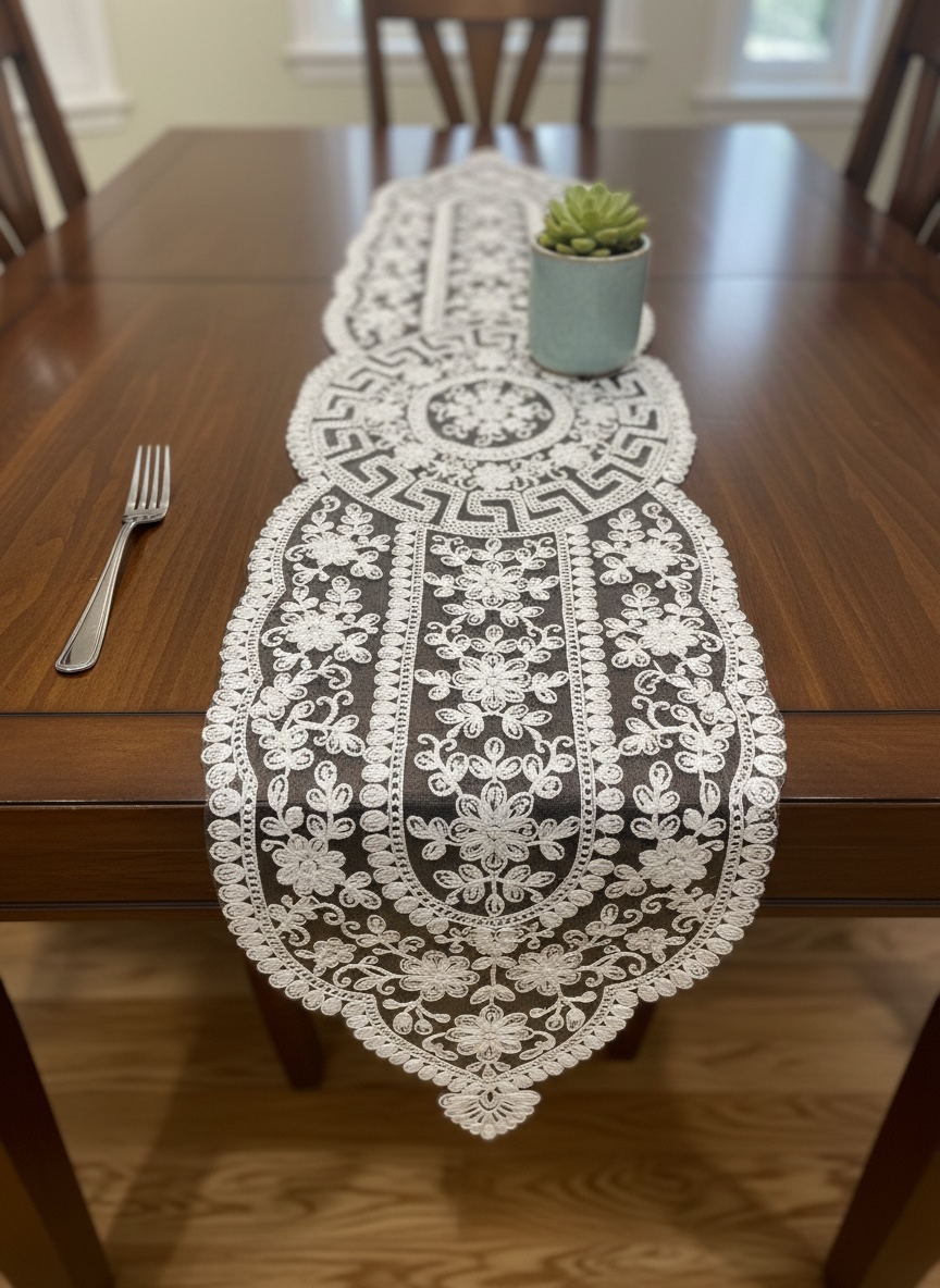 Net Fancy Table Runner (White)