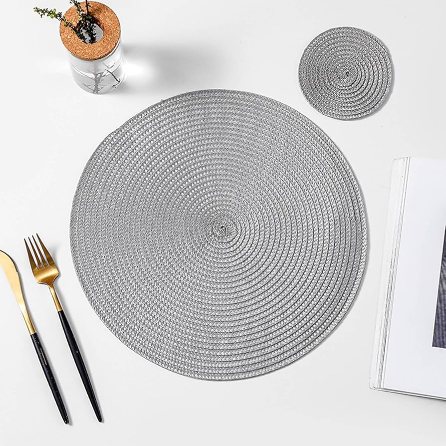 Round Plain Plastic Table Mats 6pc Set