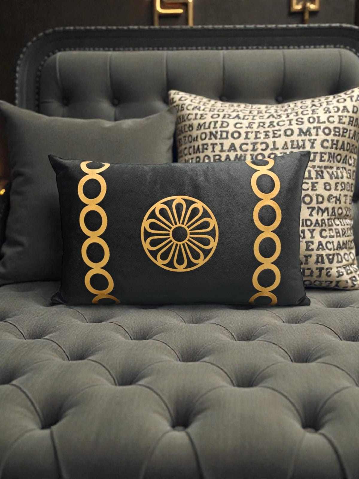 Italian Velvet Motive Rectangular Cushion