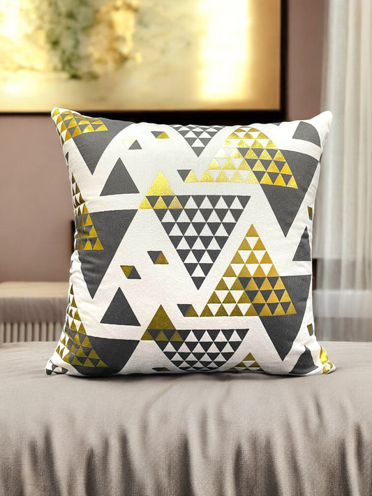 White Golden Velvet Cushion 16x16