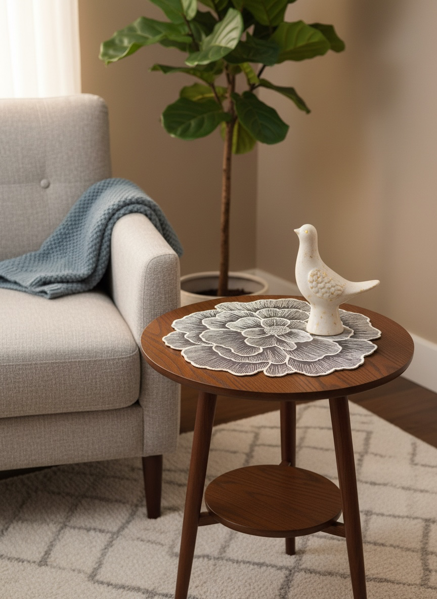 6pcs White & Golden Plastic Table Mats