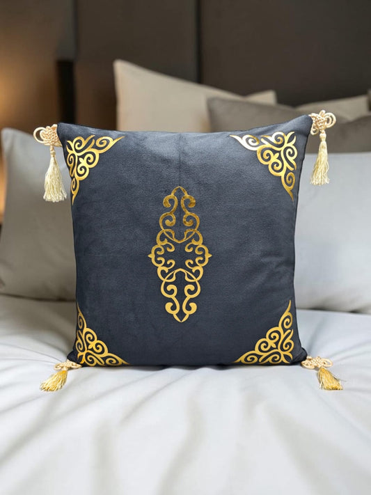 Italian Velvet Motive Corner Tussel Cushion