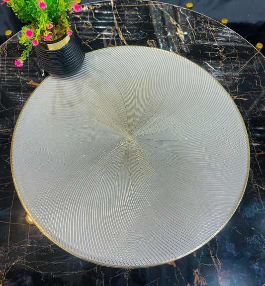 6pcs White & Golden Plastic Table Mats