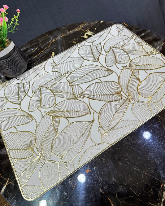 6pcs White & Golden Plastic Table Mats