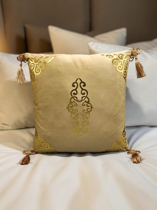Italian Velvet Motive Corner Tussel Cushion