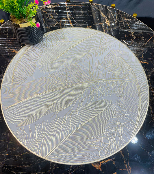 6pcs White & Golden Plastic Table Mats