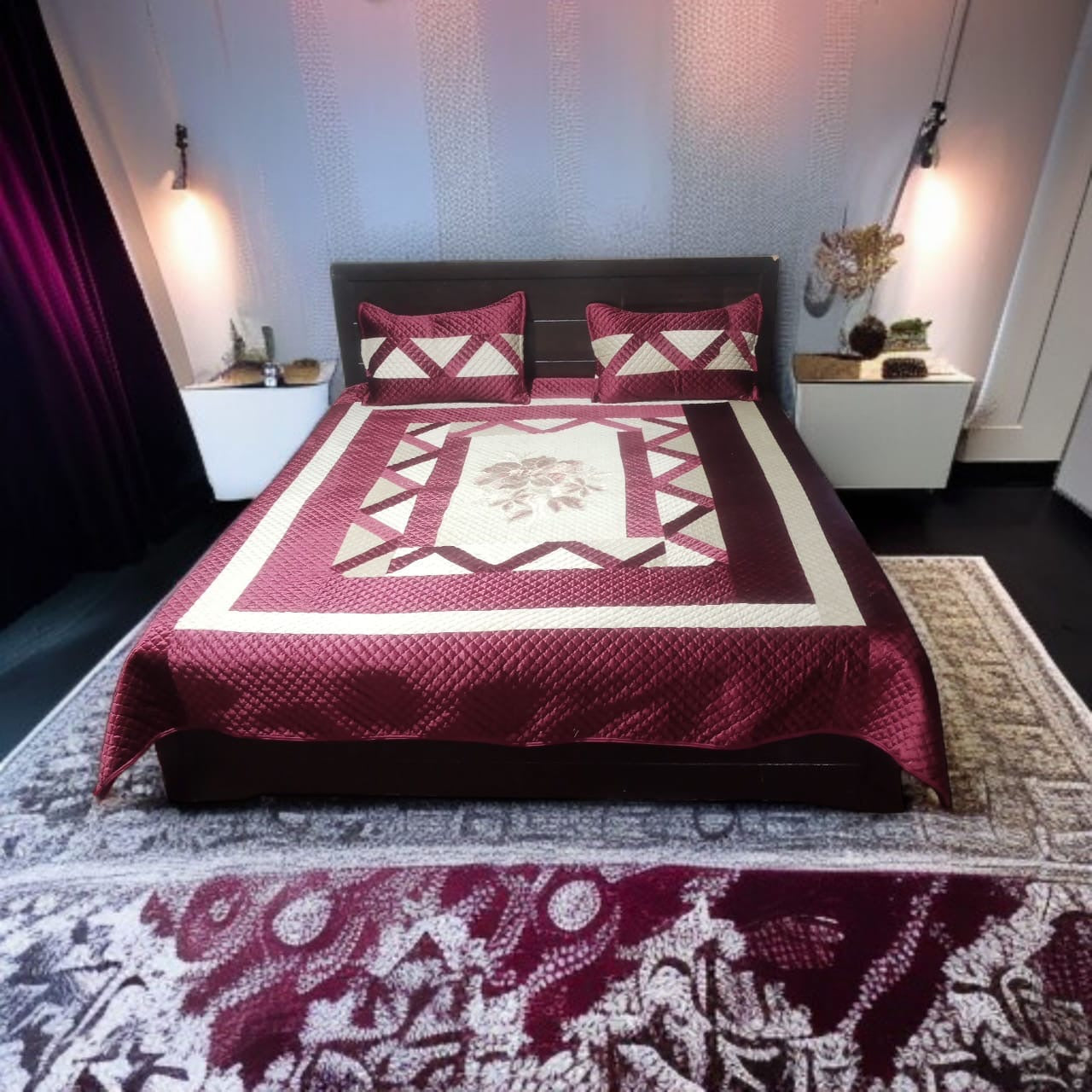 Malai Velvet Embroidery Mid Flower 3pc