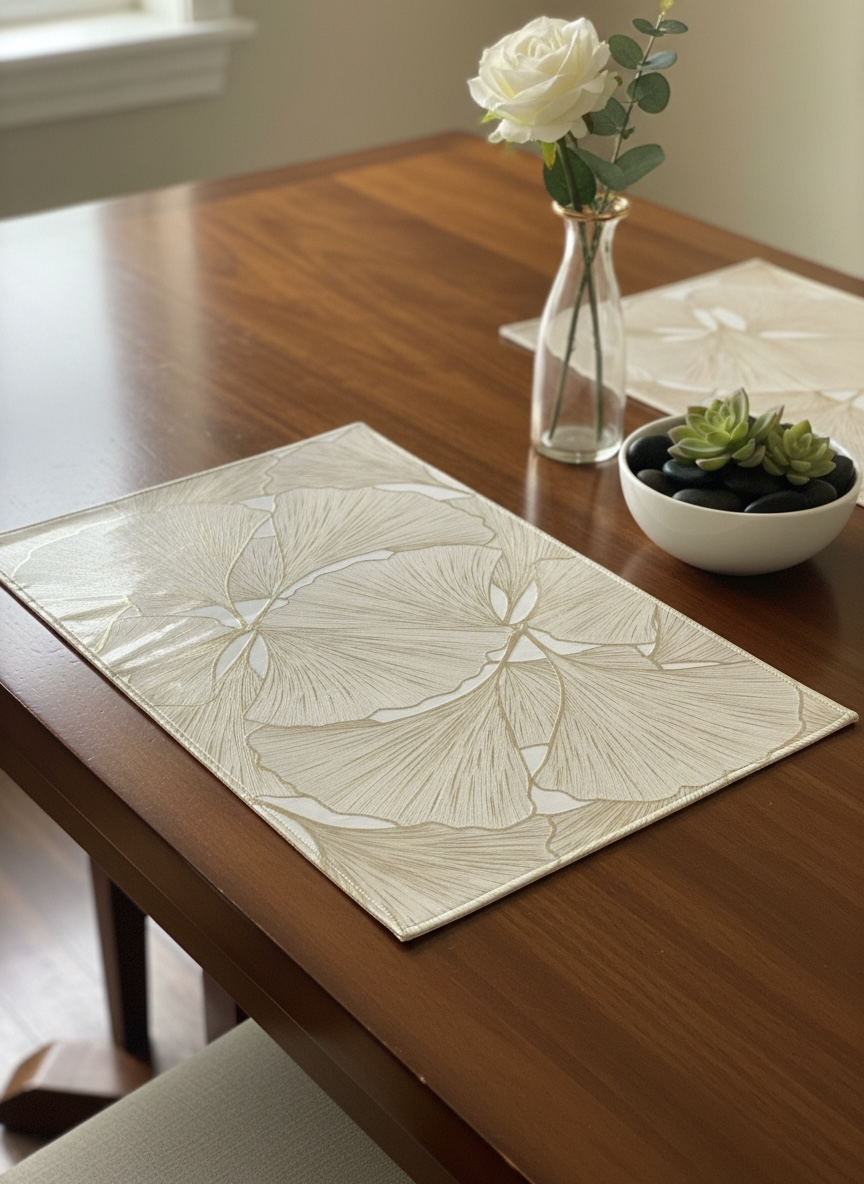 6pcs White & Golden Plastic Table Mats