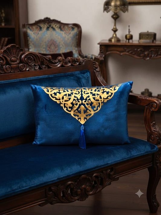 Italian Velvet Motive Tussel Rectangular Cushion