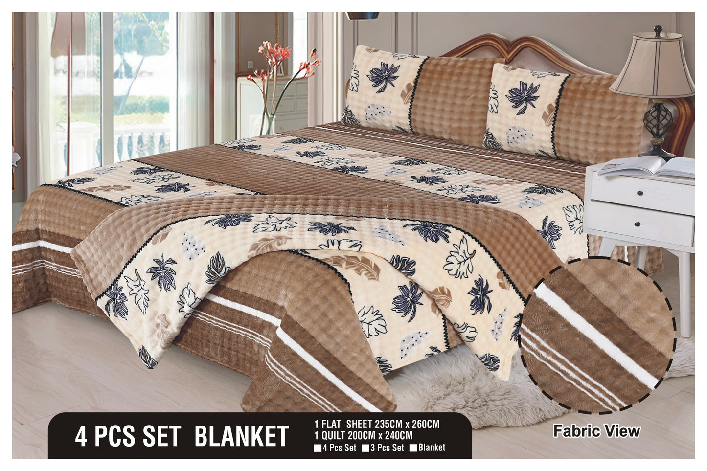 Heavy Fleez Printed Blanket 4pc Set