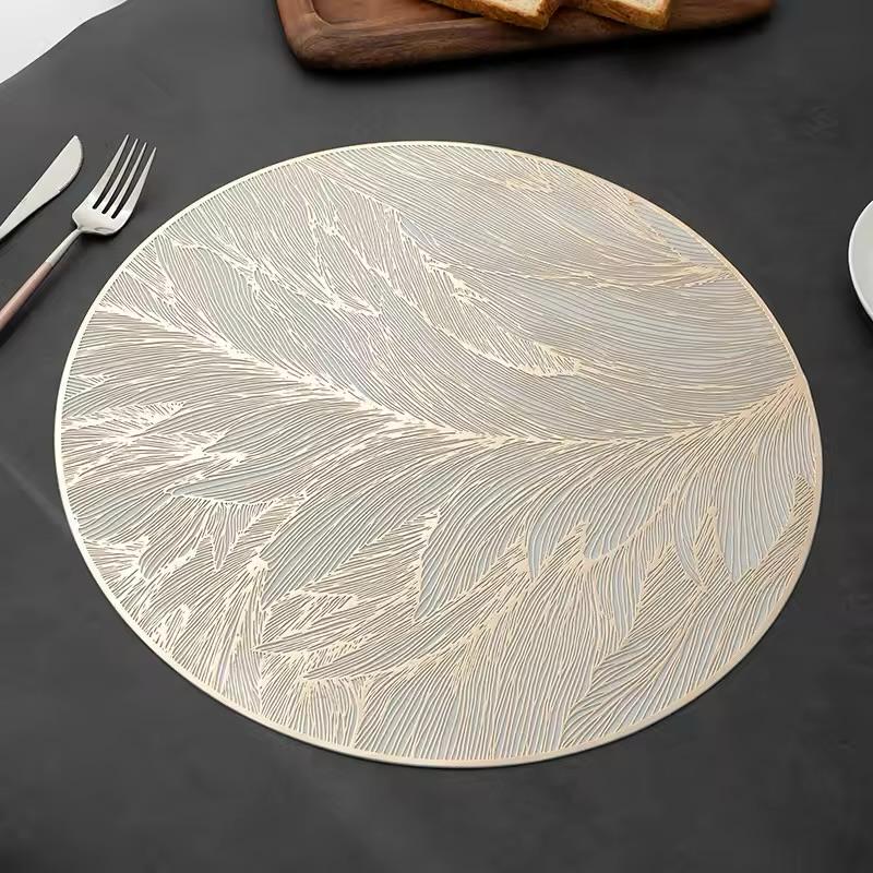 6pcs White & Golden Plastic Table Mats
