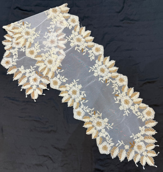 Fancy Beads Heavy Dining Table Runner (Golden)