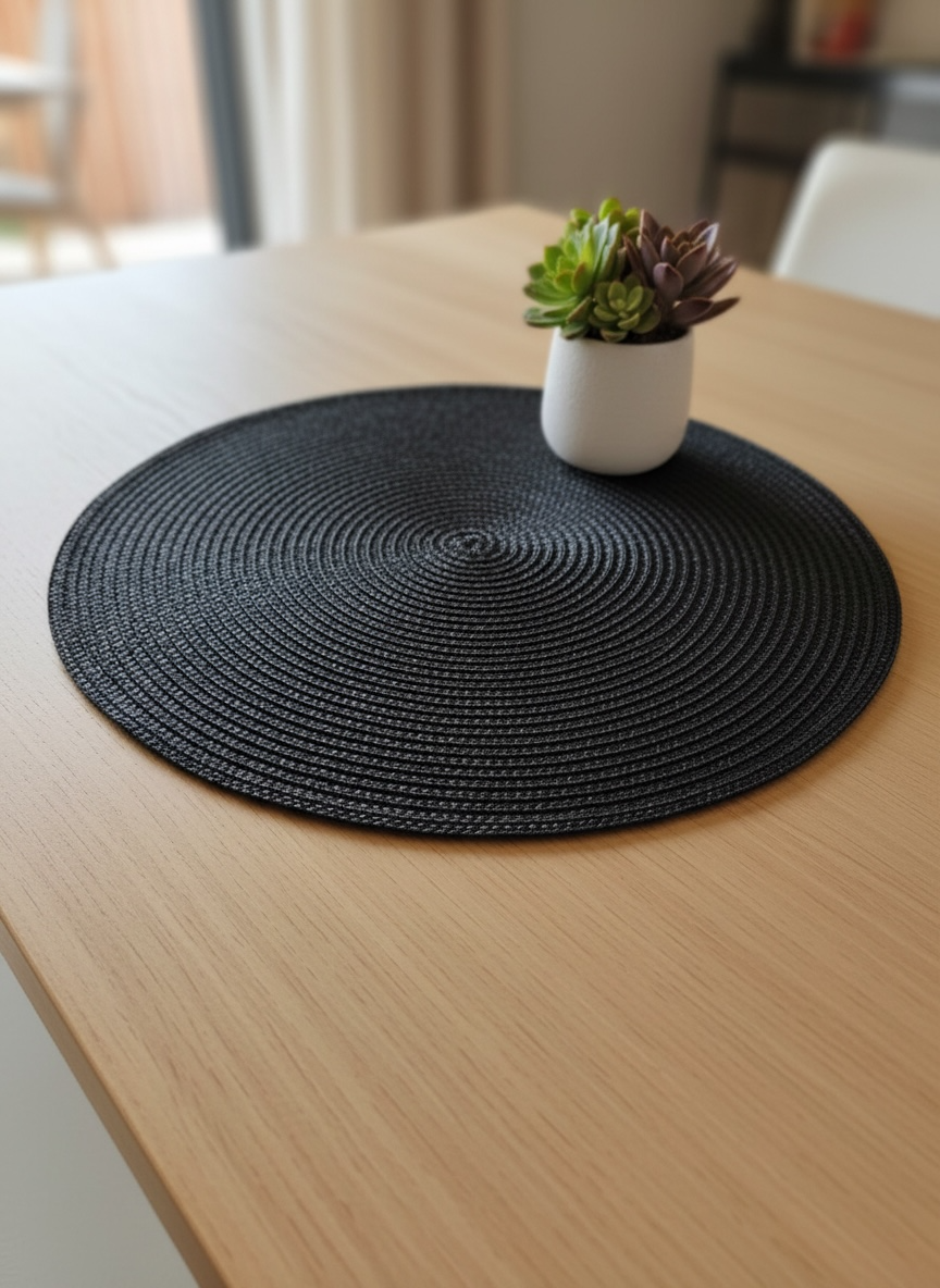 Round Plain Plastic Table Mats 6pc Set