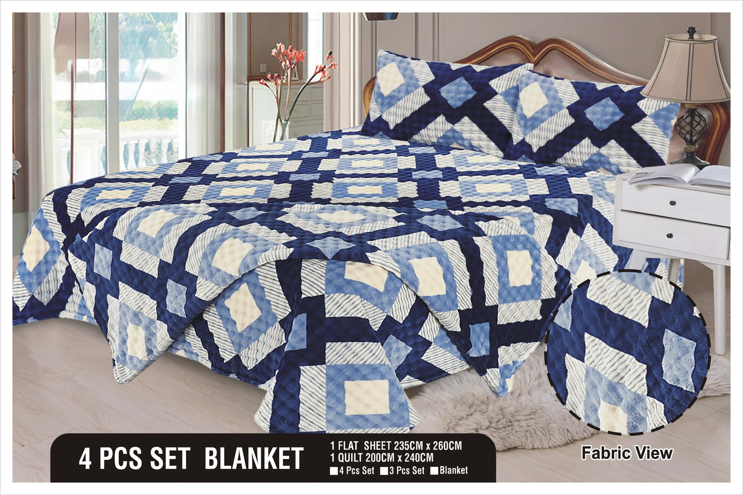 Heavy Fleez Printed Blanket 4pc Set